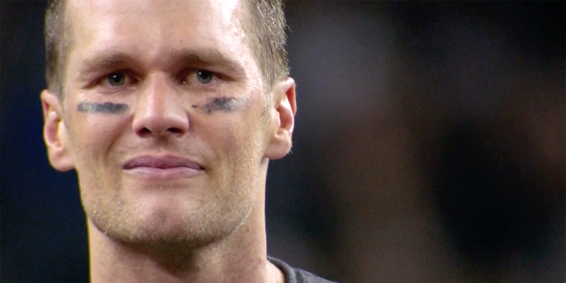Tom Brady on the winner’s podium after Super Bowl LI (Screenshot: NFL Network)